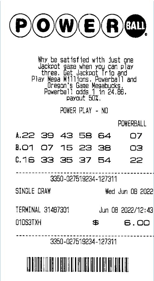 Boleto ganador Powerball